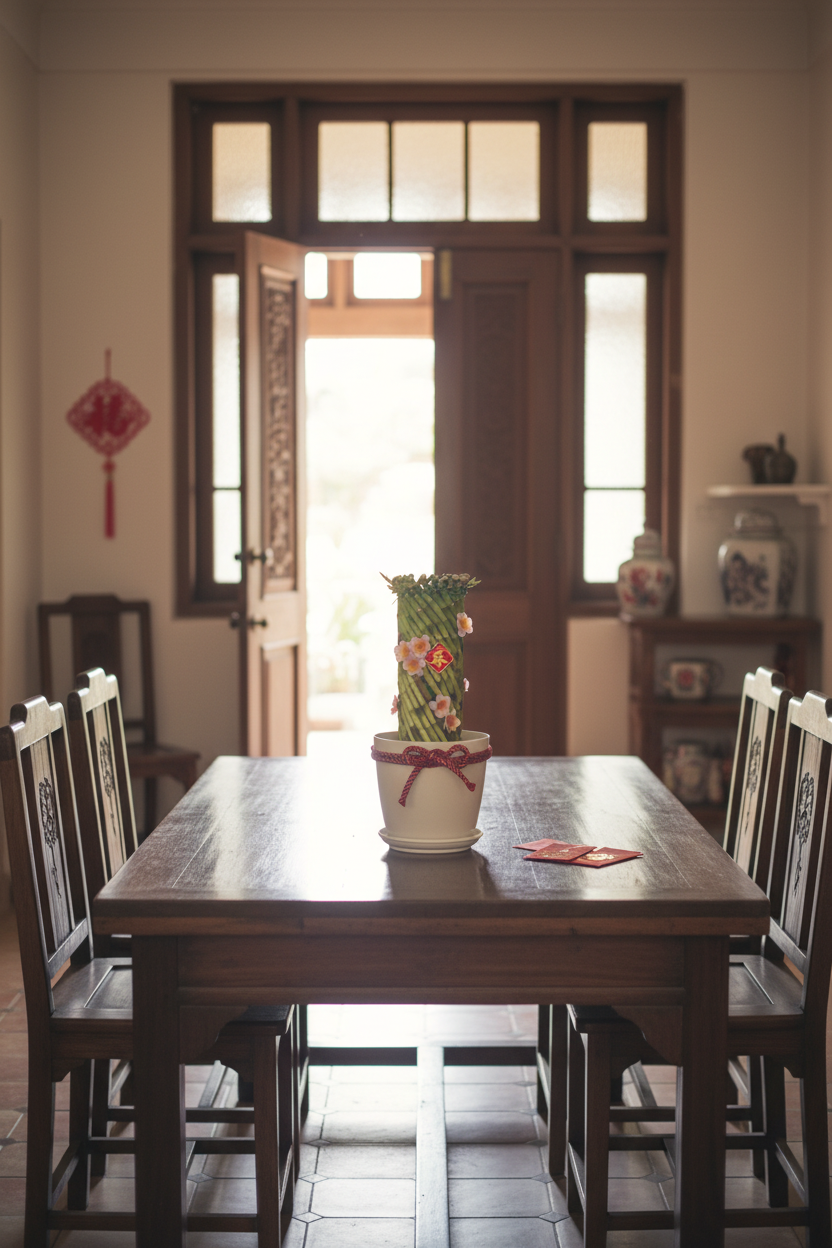Lucky Twist Bamboo naturally styled in heritage bungalow entrance