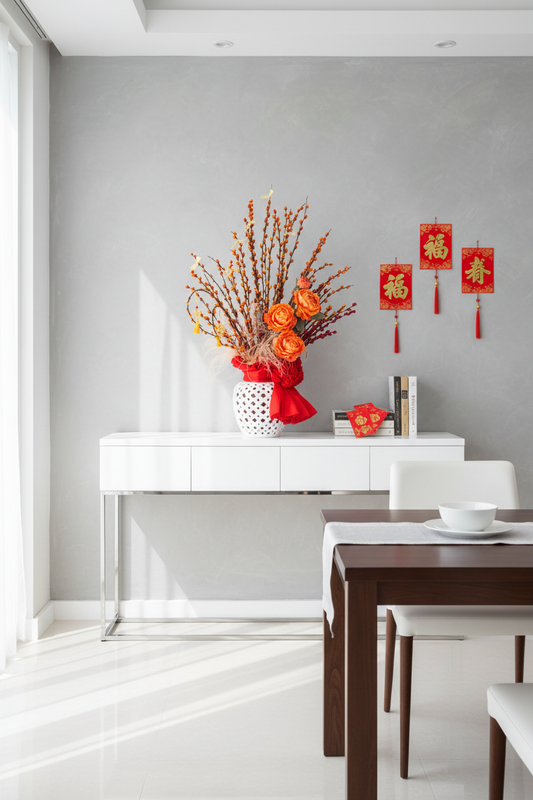 Signature Luxe Willow on sideboard in dining room