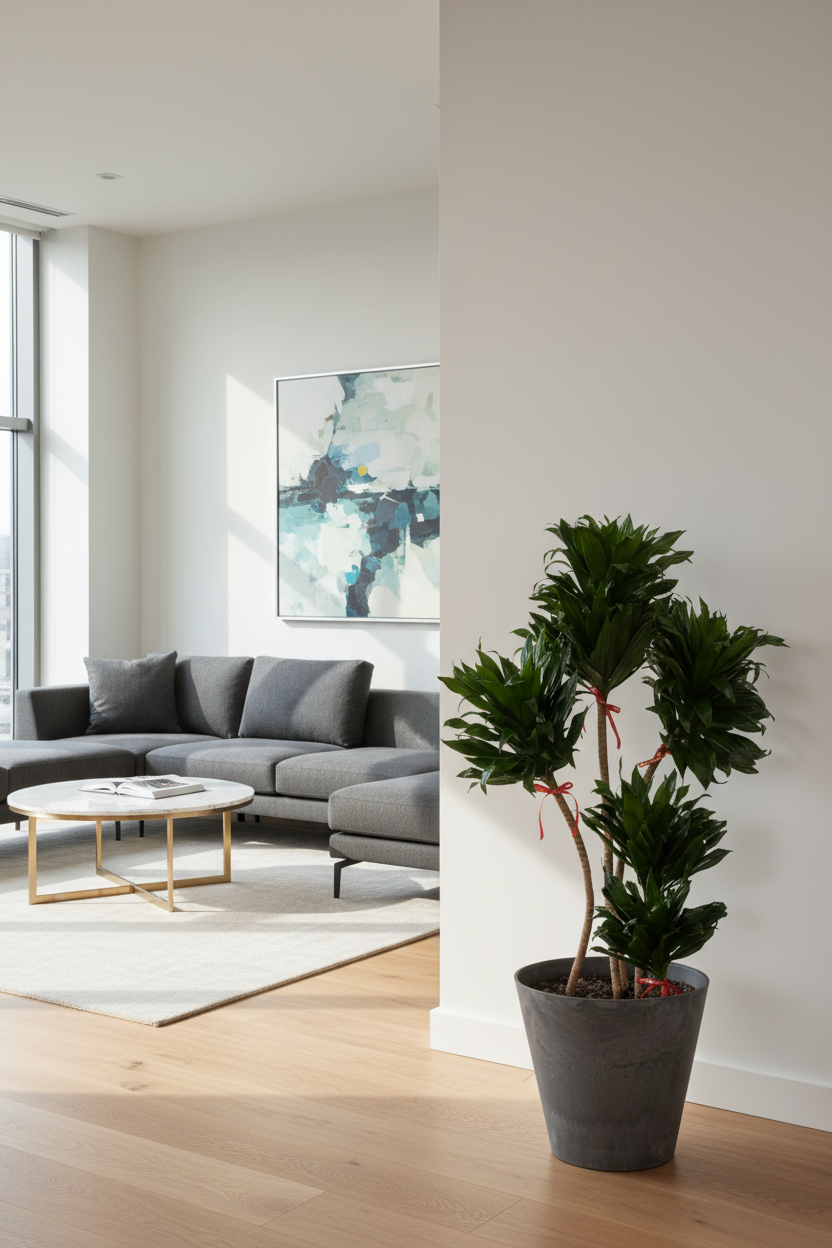 Dracaena Janet Craig in grey pot - office lounge