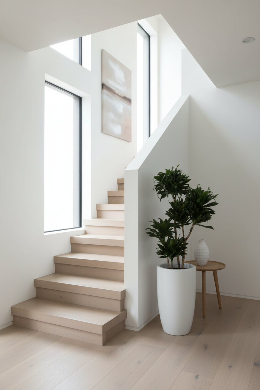 Dracaena Janet Craig in Modern Home Stairway