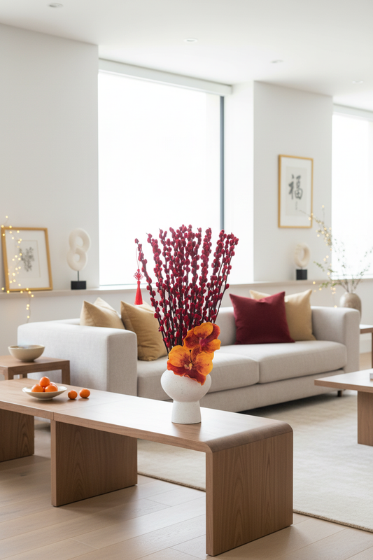 Fortune Willow in sophisticated home with understated festive accents