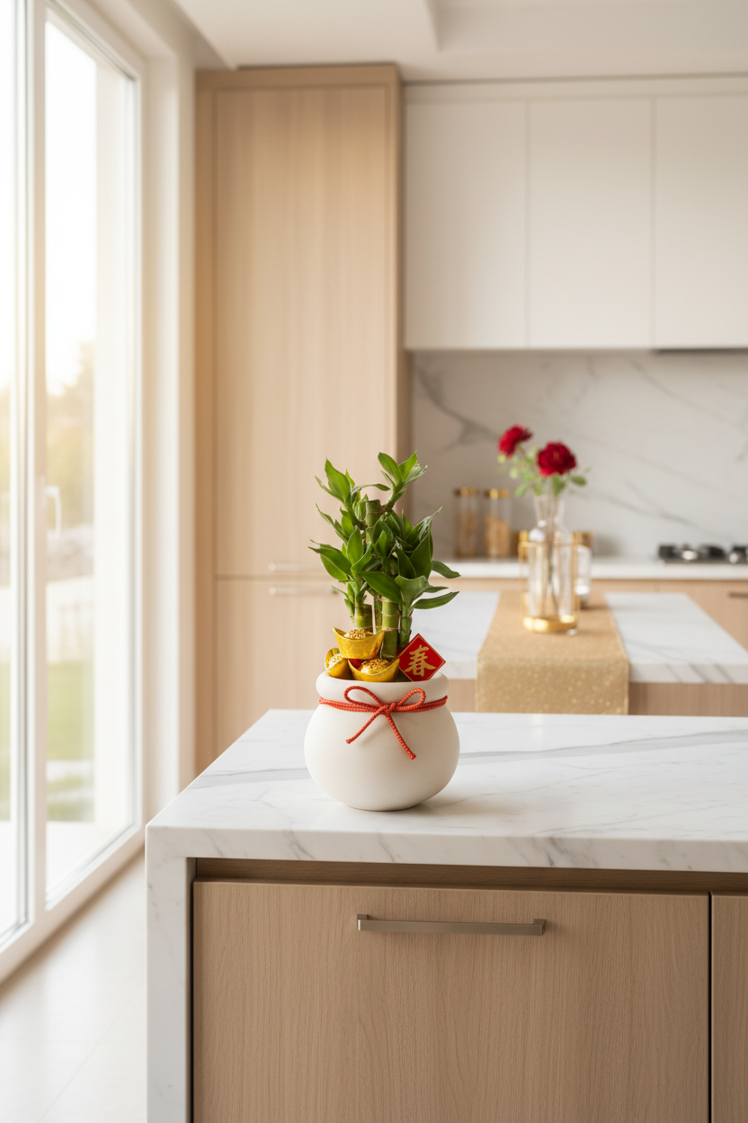 Golden Spring Bamboo in elegant kitchen space