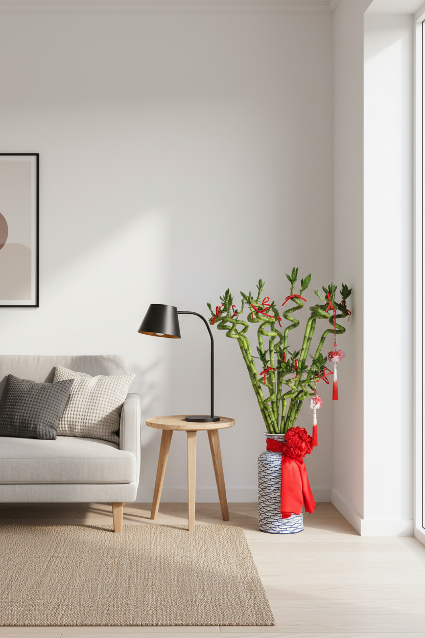 Koi Prosperity Bamboo in furnished modern corner