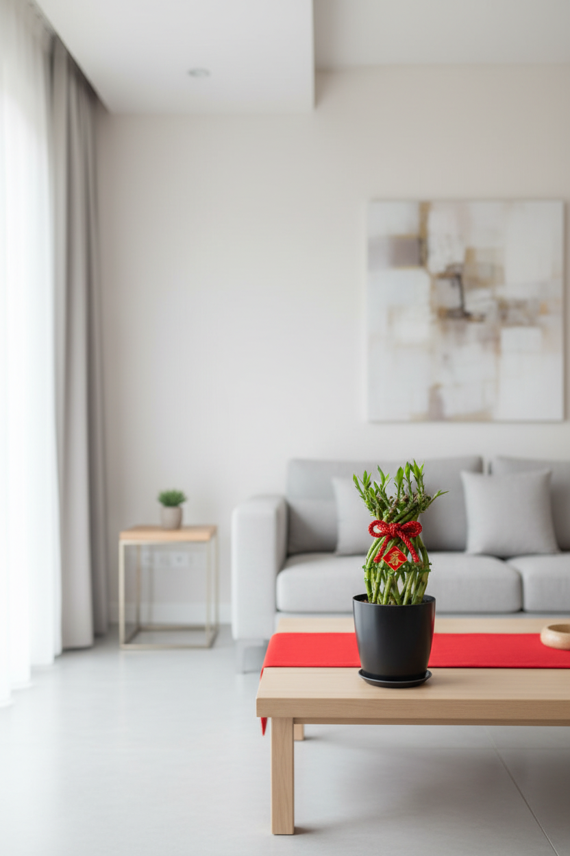 Lucky Cage Bamboo as CNY gift in modern minimalist home